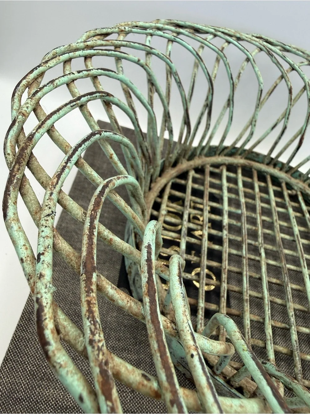 Vintage Distressed French Country Style Metal Basket or Planter 13” Diameter